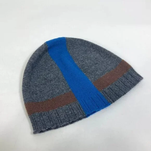 HERMES apparel Tricolor color hat Knit hat Cashmere gray HERMES apparel Tricolor color hat Knit hat Cashmere gray main image 3
